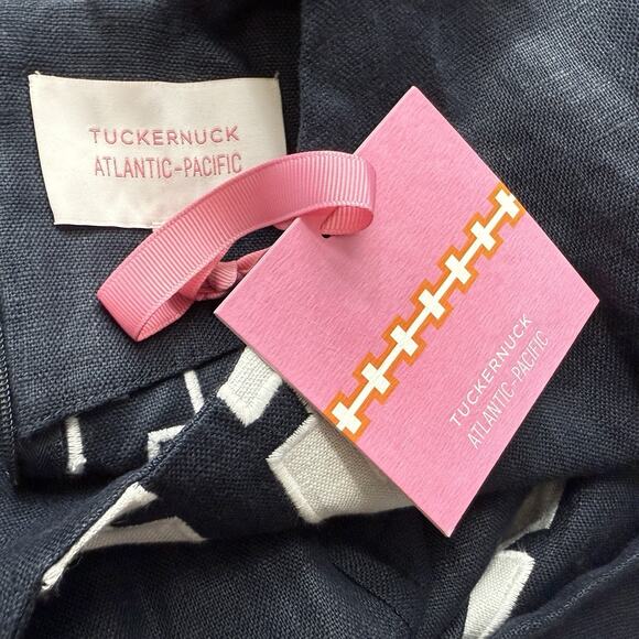 Tuckernuck x Atlantic-Pacific Navy Long 100% Linen Hartman Kaftan Dress Size M - Picture 8 of 10